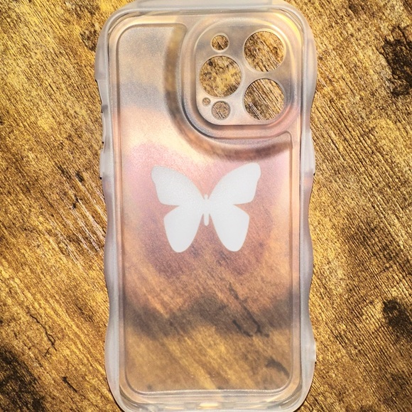 LuxyLemon Pink Butterfly Wavy Phone Case IPhone 14 Pro Max. NWOT - Picture 2 of 5